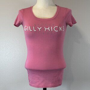 Gilly Hicks Sydney 1932 Pink Graphic Tee Womens Fitted Short Sleeve Top Size XS
